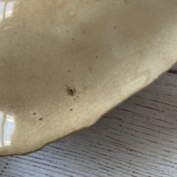 Antique Porcelain Cream Oval Bowl or Serving Dish with Roses Gold Chain 9" Long - Picture 12 of 16